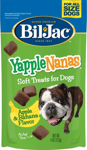 Bil-Jac YappleNanas Apple & Banana Flavor Soft Dog Treats, 4 oz, Case of 10