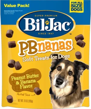 Bil-Jac PBnanas Peanut Butter & Banana Flavor Soft Dog Treats, 10 oz, Case of 8