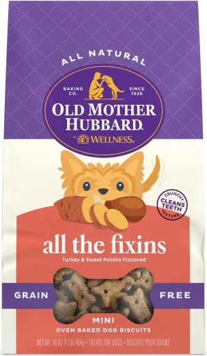 Old Mother Hubbard by Wellness All The Fixins Grain-Free Natural Mini Oven-Baked Biscuits Dog Treats, 16 oz