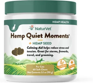 NaturVet Hemp Quiet Moments Soft Chews Calming Supplement for Cats, 60 count
