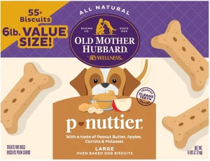 Old Mother Hubbard by Wellness Classic P-Nuttier Value Box Natural Large Oven-Baked Biscuits Dog Treats, 6 lb