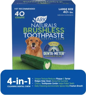 Ark Naturals Brushless Toothpaste Large Dental Dog Treat Value Pack - 40 Count