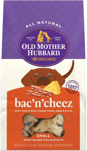 Old Mother Hubbard by Wellness Classic Bac'N'Cheez Natural Small Oven-Baked Biscuits Dog Treats, 20-oz bag
