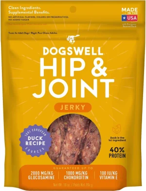 Dogswell Jerky Hip & Joint Duck Recipe Grain-Free Dog Treats
