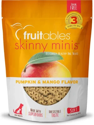 Fruitables Skinny Minis Pumpkin & Mango Flavor Soft & Chewy Dog Treats, 5 oz bag