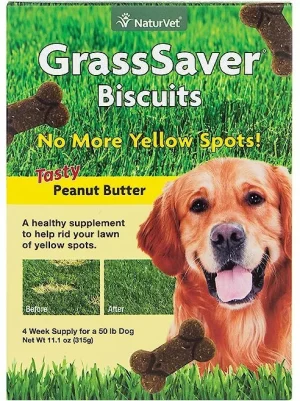 NaturVet GrassSaver Biscuits Peanut Butter Flavored Lawn Protection Supplement for Dogs, 11 oz