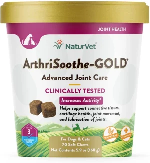 NaturVet Advanced Care ArthriSoothe-GOLD Soft Chews Joint Supplement for Cats & Dogs, 70 Count