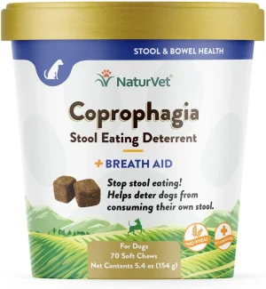 NaturVet Coprophagia Plus Breath Aid Soft Chews Coprophagia Supplement for Dogs, 70 Count