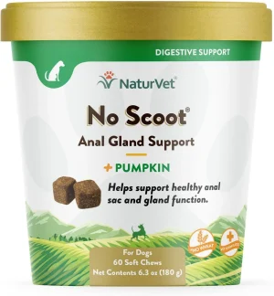 NaturVet No Scoot Plus Pumpkin Soft Chews Digestive Supplement for Dogs, 60 Count