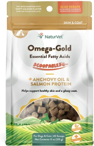 NaturVet Scoopables Omega-Gold Dog & Cat Supplement, 11-oz bag (45 Scoops)