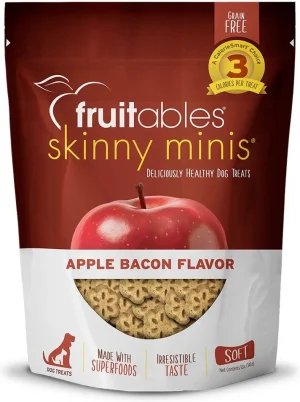 Fruitables Skinny Minis Apple Bacon Flavor Soft & Chewy Dog Treats, 12 oz