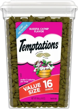 Temptations Classic Blissful Catnip Flavor Soft & Crunchy Cat Treats, 16 oz tub