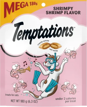 Temptations Classic Shrimpy Shrimp Flavor Soft & Crunchy Cat Treats, 6.3 oz