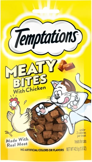 Temptations Meaty Bites Chicken Flavor Soft & Savory Cat Treats, 1.5 oz