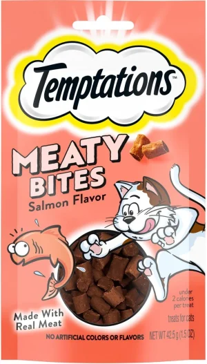Temptations Meaty Bites Salmon Flavor Soft & Savory Cat Treats, 1.5 oz