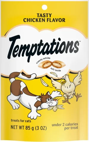 Temptations Classic Tasty Chicken Flavor Soft & Crunchy Cat Treats, 3 oz