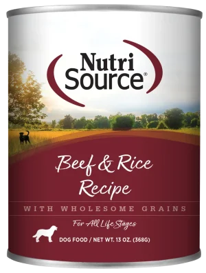 NutriSource Adult Beef and Rice Wet Dog Food, 13 oz (Case of 12)