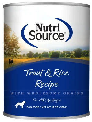 NutriSource Adult Trout & Rice Wet Dog Food, 13 oz (Case of 12)
