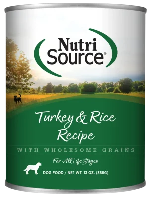 NutriSource Adult Turkey & Rice Wet Dog Food, 13 oz (Case of 12)