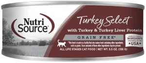 NutriSource Grain Free Turkey Select Wet Cat Food, 5.5 oz (Case of 12)
