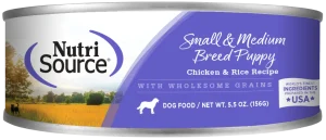 NutriSource Puppy Small & Medium Breed Chicken & Rice Wet Dog Food, 5.5 oz (Case of 12)