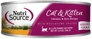NutriSource Chicken and Rice Recipe Wet Cat Food, 5.5 oz (Case of 12)