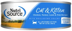 NutriSource Chicken, Turkey, Lamb and Ocean Fish Wet Cat Food, 5.5 oz (Case of 12)