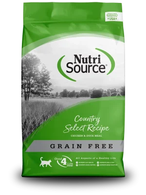 NutriSource Country Select Chicken and Duck Grain-Free Dry Cat Food, 6.6 lb bag (Case of 5)