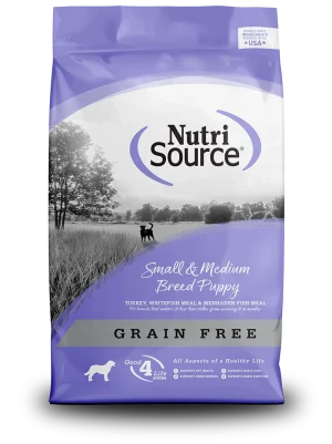 NutriSource Grain Free Puppy Small/Medium Breed Select Dry Dog Food, 4 lb bag (Case of 8)