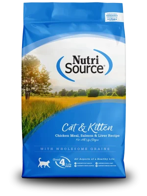 NutriSource Cat & Kitten Chicken, Salmon & Liver Dry Cat Food, 4 lb bag (Case of 8)
