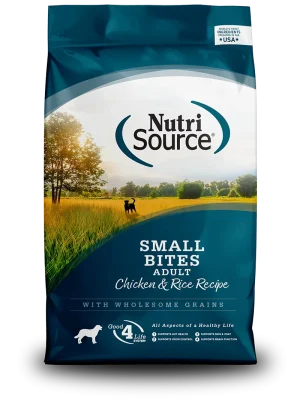 NutriSource Chicken & Rice Small Bites Dry Dog Food, 4 lb bag (Case of 8)